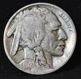 1918  Buffalo Nickel  EARLY DATE!  Double Struck / DOUBLE PROFILE!  Sharp Date!  Nice!!   (rdc22)