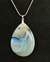 Natural Scenic Dendritic Agate Pendant Necklace /Sterling Silver Chain STONE Spiritual HEALING NEW