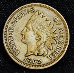 1862  Indian Head Cent  XF Plus / AU  Full Liberty & 4 Diamonds GREAT DATE! Super NICE  (7rwa5)