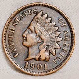 1901 Indian Head Cent  VF Plus  Full Liberty & Some Diamonds   (brf27)