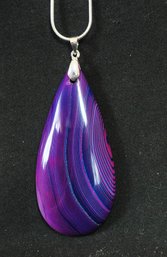 Natural Purple Onyx Pendant Necklace W/Sterling Silver Chain THE STONE OF PROTECTION & Spiritual HEALING  NEW