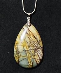 Natural Picasso Jasper Pendant Necklace /Sterling Silver Chain STONE OF CREATIVITY & Spiritual HEALING  NEW