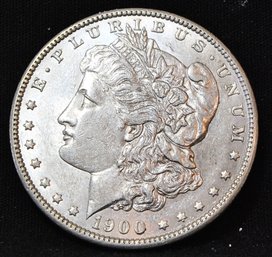 1900  Morgan Silver Dollar  AU  Good Date! Full Chest Feathering NICE! (va77)