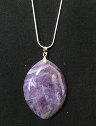 Natural Purple Zebra Amethyst Pendant Necklace /Sterling Silver Chain Spiritual HEALING  Empowering 3rd Eye