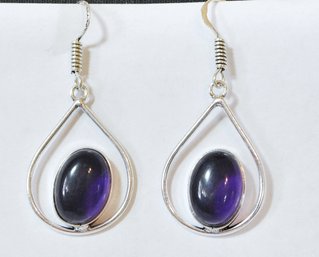 Natural Amethyst Lace Earrings Sterling Silver PLATED STONE OF BALANCE & Spiritual HEALING  NEW
