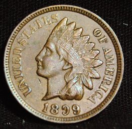 1900  Indian Cent  AU Near Uncirc Full Liberty / Diamonds Beautiful Coin! Great Date! (3acz2)