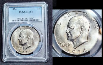 1974  Eisenhower  Dollar  PCGS Graded MS 64  (7das9NT)