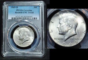 1969-D  Kennedy Half Dollar  PCGS Graded UNC Detail - Scratch   (4tte9NT)