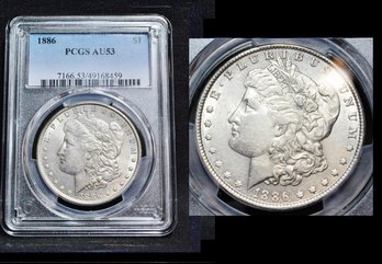 1886   Morgan Silver Dollar  PCGS Graded AU 53  (6ann9NT)