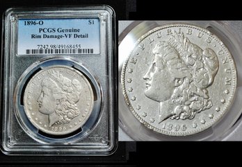 1896-O   Morgan Silver Dollar  PCGS Graded  VF Detail - Rim Dings KEY DATE!   (25rfdNT)