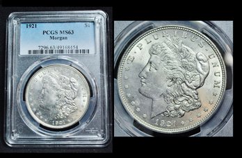 1921   Morgan Silver Dollar  PCGS Graded   MS 63   (21ncmNT)