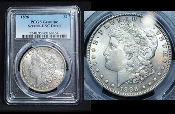 1896  Morgan Silver Dollar  PCGS Graded  UNC Detail - Scratch But NICE! (tvp79NT)