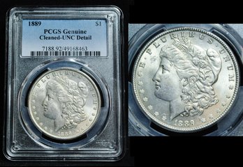 1889  Morgan Silver Dollar  PCGS Graded  UNC Detail - Cleaned But NICE! (prs29NT)