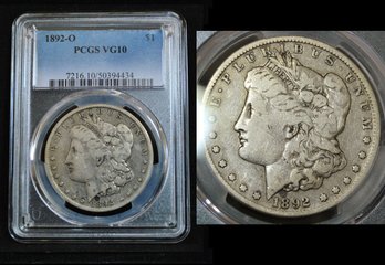 1892-O  Morgan Silver Dollar  PCGS Graded  VG 10  Good Date!  (kap44NT)