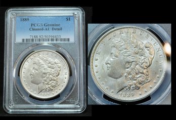 1889  Morgan Silver Dollar  PCGS Graded  AU Detail - Cleaned Good Date!  (gbz67NT)