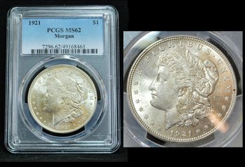 1921   Morgan Silver Dollar  PCGS Graded  MS 62   (gdj36NT)