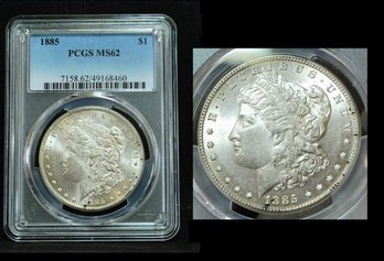 1885   Morgan Silver Dollar  PCGS Graded  MS 62  SUPER NICE COIN! (swb21NT)