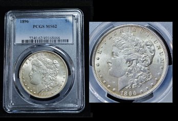 1896   Morgan Silver Dollar  PCGS Graded  MS 62  SUPER NICE! (flb42NT)