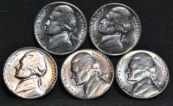 5   1955-D  Jefferson Nickels BU (dmz44)