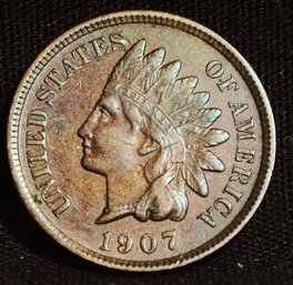 1907 Indian Head Cent  VF Plus / XF Full Liberty & 4 Diamonds   (pmc26)