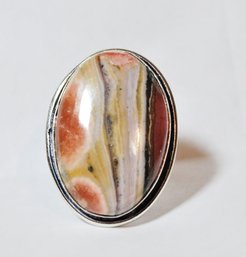 Natural Rhodochrosite Ring  Marked 925  Sterling Silver SIZE 9  Spiritual HEALING STONE NEW