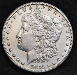 RARE DATE CARSON CITY!  1884-CC  Morgan Silver Dollar AU Near Uncirc DOUBLE STRUCK MINT MARK WOW!    (dvr9)