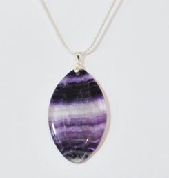 Natural Purple / Green Fluorite Pendant Necklace W/Sterling Silver Chain HEALING Stone Spiritual NEW