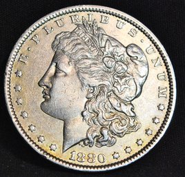 1880  Morgan Silver Dollar AU / XF Plus Super Nice Coin! Good Date! (sw51)