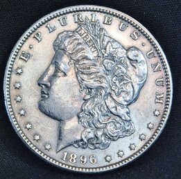 1896  Morgan Silver Dollar UNCIRC / AU Chest Feathering SUPER NICE (alb42)