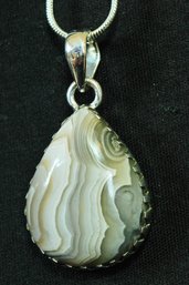 Natural Crazy Lace Agate Pendant Necklace /Sterling Silver Chain STONE Spiritual HEALING & HAPPINESS  NEW