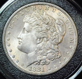 1881-S  Morgan Silver Dollar  BU UNCIRC Good Date!  In Capsule SUPERB!  WOW (avc41)