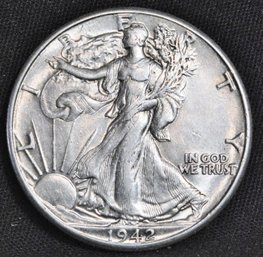 1942  Walking Liberty Silver Half Dollar  AU  NEAR UNCIRCULATED Nice Coin!  (9mur34)