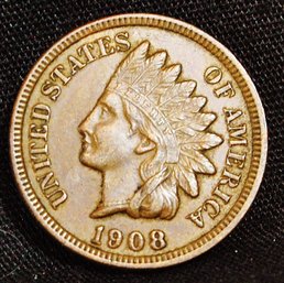 1908  Indian Head Cent  XF Plus / AU  Full Liberty & 4 Diamonds NICE  (3xyg8)