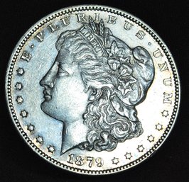 1879 Morgan Silver Dollar XF Plus / AU Great Date! CHEST FEATHERING  (mci21)