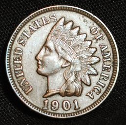 1901  Indian Head Cent  XF Plus / AU Full Liberty & 4 Diamonds Super NICE  (kja63)