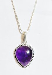 Natural Amethyst Lace Pendant Necklace / Sterling Silver Chain STONE OF BALANCE & Spiritual HEALING  NEW