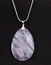 Natural Rose Quartz Pendant Sterling Silver 18' Chain Spiritual / HEALING STONE