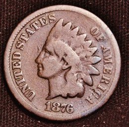 RARE  1876  Indian Head Cent KEY DATE!!   G / VG  NICE EARLY!  (rm8)