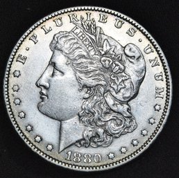 1880-O Morgan Silver Dollar XF Plus  CHEST FEATHERING  (tcr25)