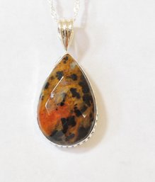 Natural Golden Pietersite Cabachon Pendant Necklace /Sterling Silver Chain STONE Spiritual HEALING  NEW