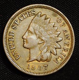 1907  Indian Head Cent  XF Plus / AU Full Liberty & Near 4 Diamonds Super NICE  (6hmb9)