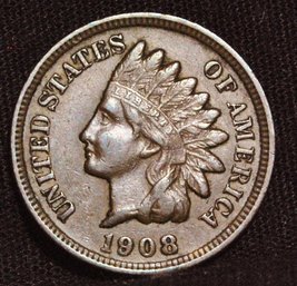 1908  Indian Head Cent / Penny XF Full  Sharp Liberty / Near 4 Diamonds! (ucp8)