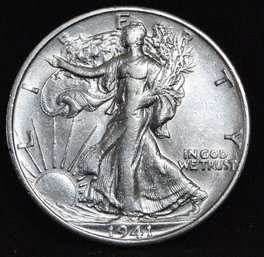 1941-S  Walking Liberty Silver Half Dollar XF Plus / AU  NICE (phc42)