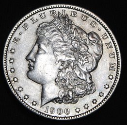 1900-O Morgan Silver Dollar AU / BU  CHEST FEATHERING Good Date! NICE! (2mru7)