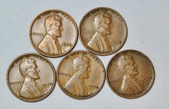 5  1935-P   Early  Lincoln Cents  VF PLUS   (Y)