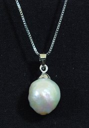 Natural Baroque  Freshwater South Seas Pearl Pendant Necklace / Sterling Silver Chain HEALING NEW