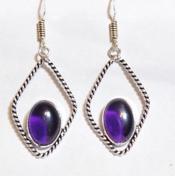 Natural Amethyst Lace Earring Sterling Silver PLATED STONE OF BALANCE & Spiritual HEALING  NEW