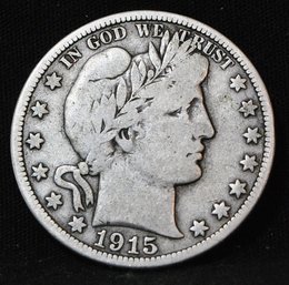 1915-S   Barber  Silver Half Dollar Near Full Liberty Full Motto  NICE! (5goa4)