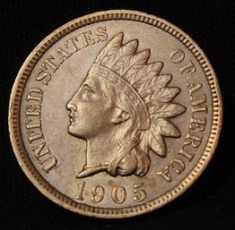 1905  Indian Head Cent  AU / BU  FULL Liberty! 4 Diamonds! AMAZING COIN!  (sma29)