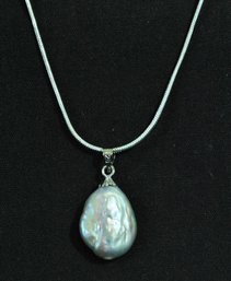 Natural Baroque  Freshwater South Seas Pearl Pendant Necklace / Sterling Silver Chain HEALING NEW